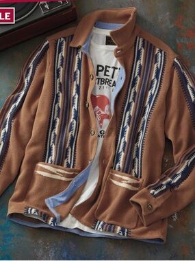 32 Bar Blues Copper Waffle Knit COFFEE GRINDIN’ BLUES COTTON CARDIGAN XXL